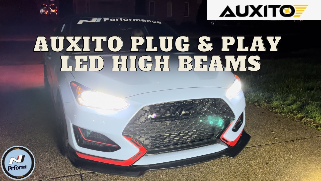 2019+ Hyundai Veloster N AUXITO Plug & Play HB3 LED High Beam Replacement Bulbs Kit