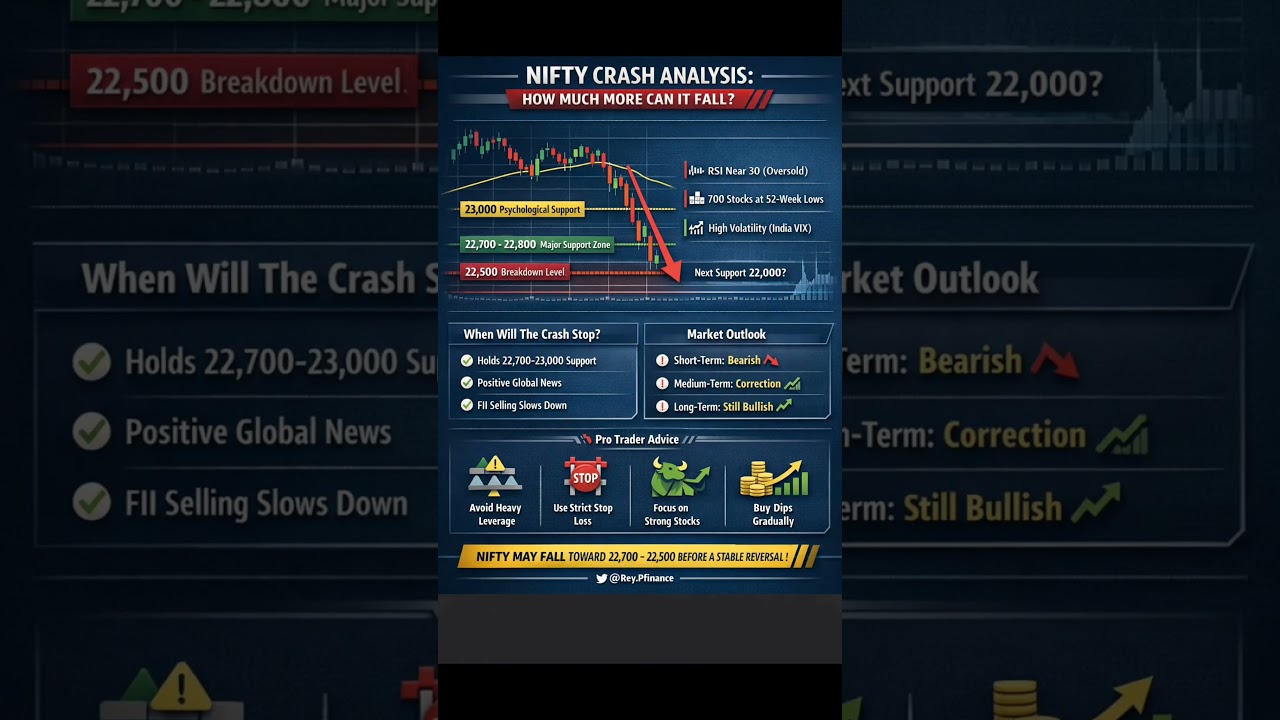 🚨 NIFTY CRASH ALERT &ndash; कितना और गिरेगा? 😱😱 #nifty #crash #stockmarket #fall #support #resistance