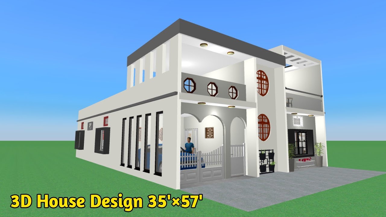 House plan and design 3D || Plan size 35'×57' FT || SQFT 1995 || @RikoPlan 0110