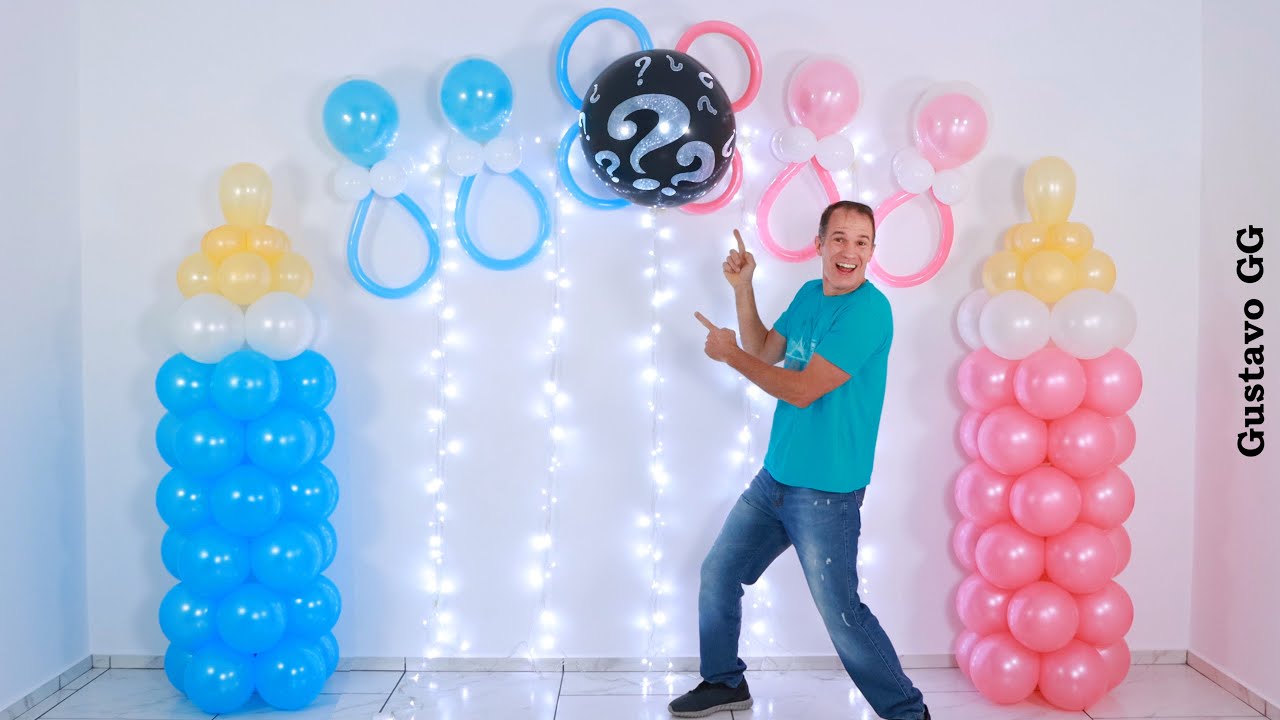 DECORACION CON GLOBOS 👶😍 biberón de globos y chupones de globos 😊 arreglos con globos - Gustavo gg