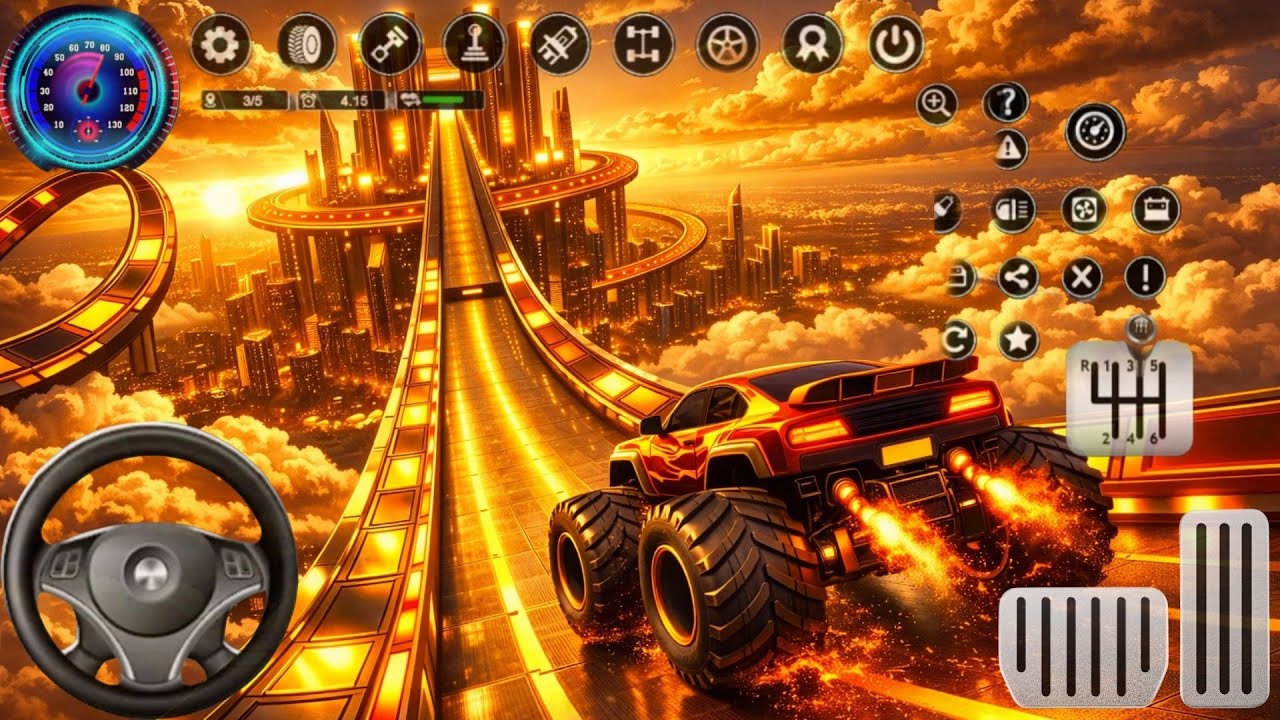 Mega Ramp Monster Car Racing 3D - Экстремальные автомобильные трюки - Геймплей на Android #megaRa...