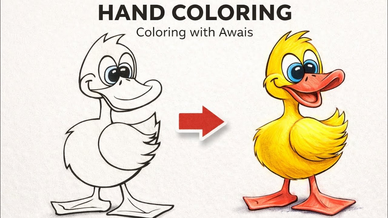 🦆 Cute Duck Coloring #DuckColoring #ColoringWithAwais #KidsArt #EasyColoring #CuteDuck