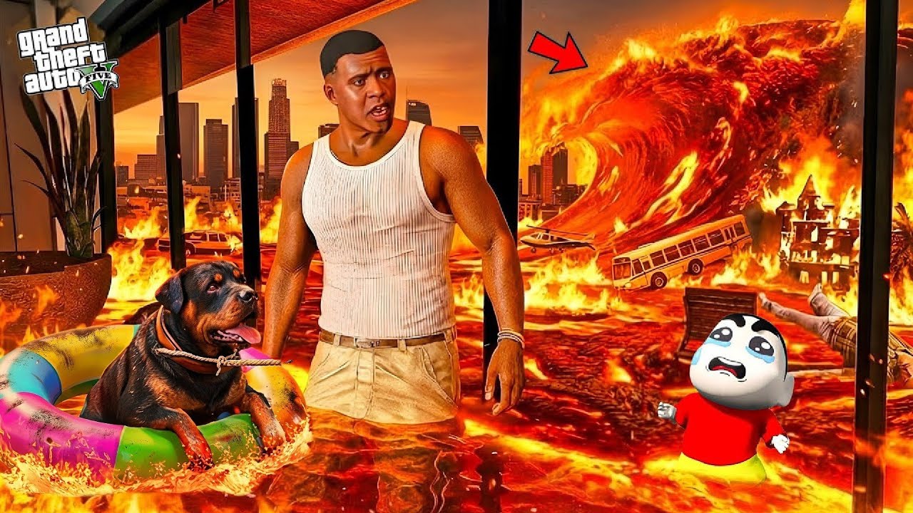 Franklin Survived the Biggest LAVA Tsunami 🔥😭 | GTA 5