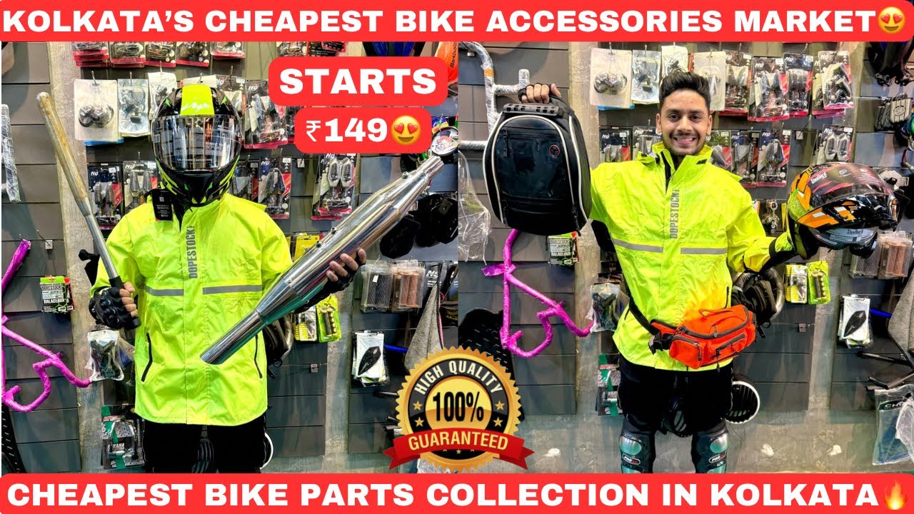 Cheapest Bike Accessories Market In Kolkata | Kolkata Bike Part Market | Kolkata Helmet Market ₹149😍