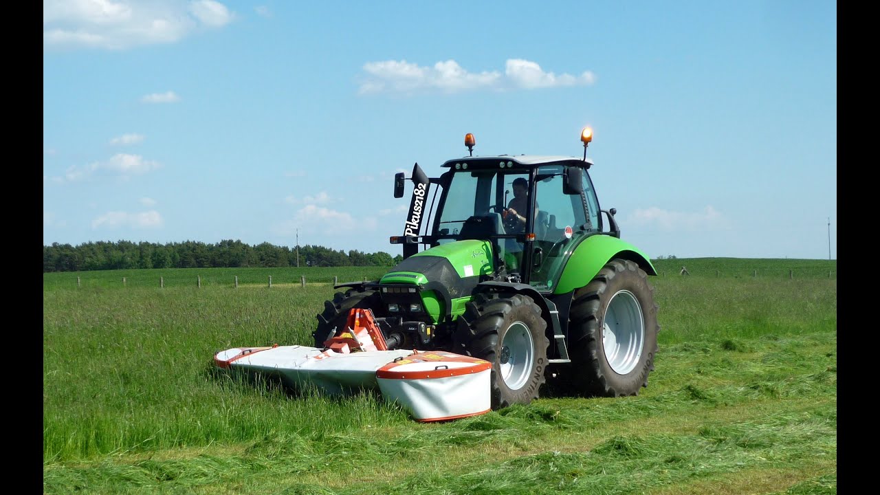 Koszenie trawy 2014 Deutz Fahr Agrotron M 420 & Kuhn