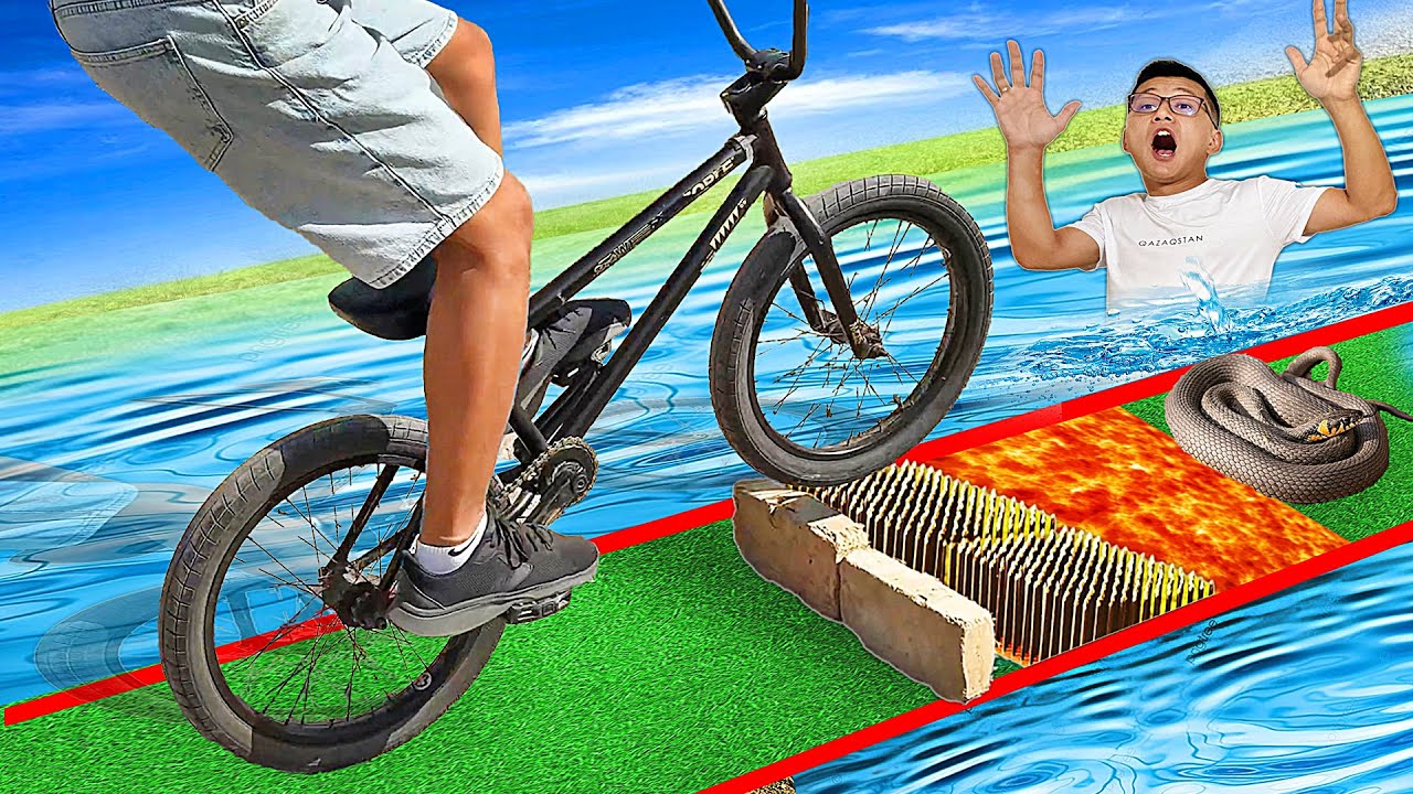 БМХ-пен кедергілер сызығынан өту челленджі