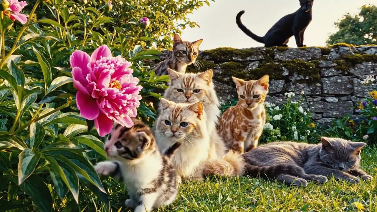 Finding Their Rhythm in the Garden 🌼🐱🐶#shorts #tranding #viralvideo #funny #facts #cat #animation 