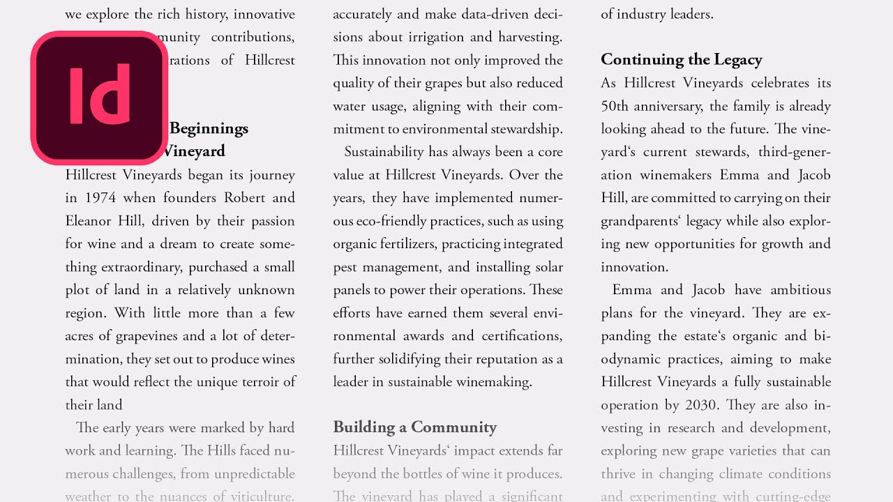 Как создать текстовые колонки в InDesign