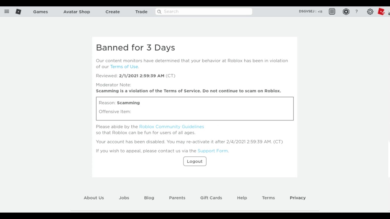 I GOT A 3 DAY BAN :OOO