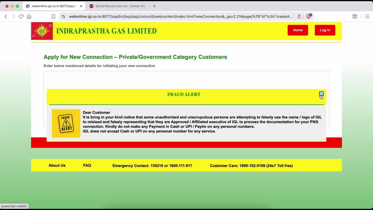 IGL New Gas Connection Apply Online 2025