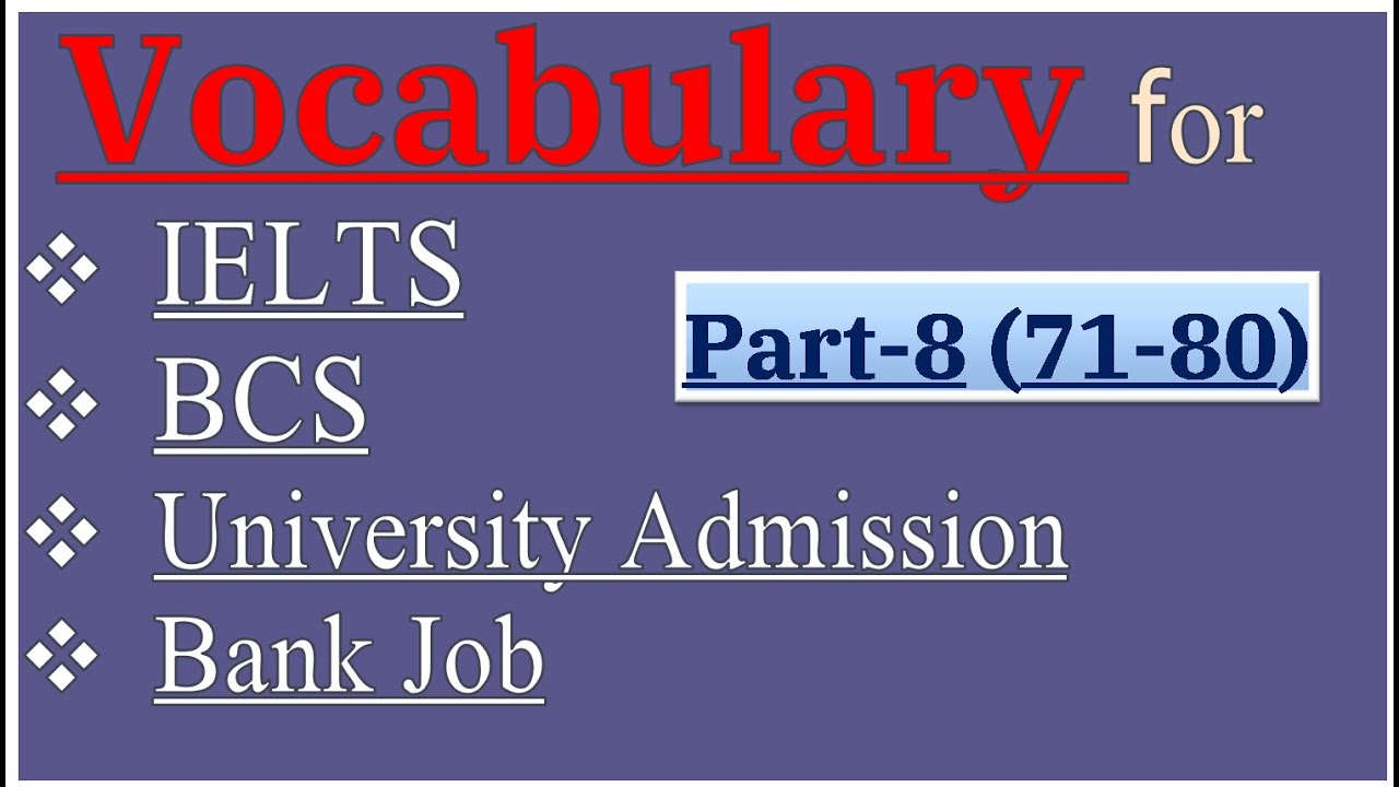 Vocabulary with Bengali Meaning (Part-8) I IELTS I BCS I Spoken English I Synonym I Antonym