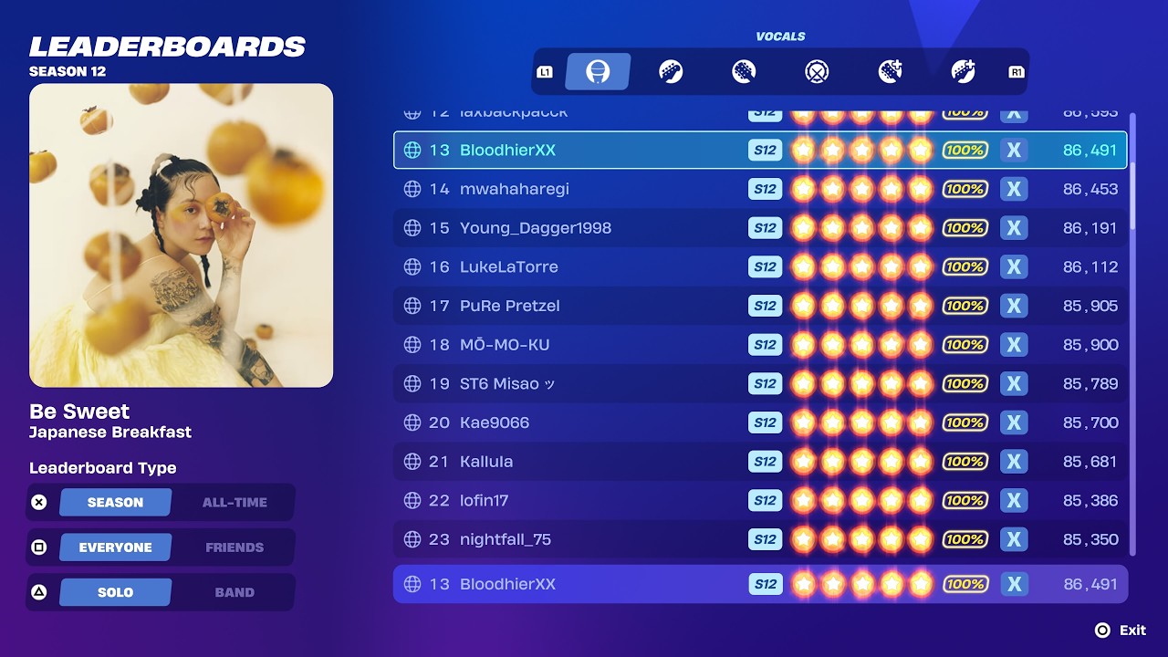 Fortnite Festival S12 - Be Sweet Flawless Vocals Expert Mode