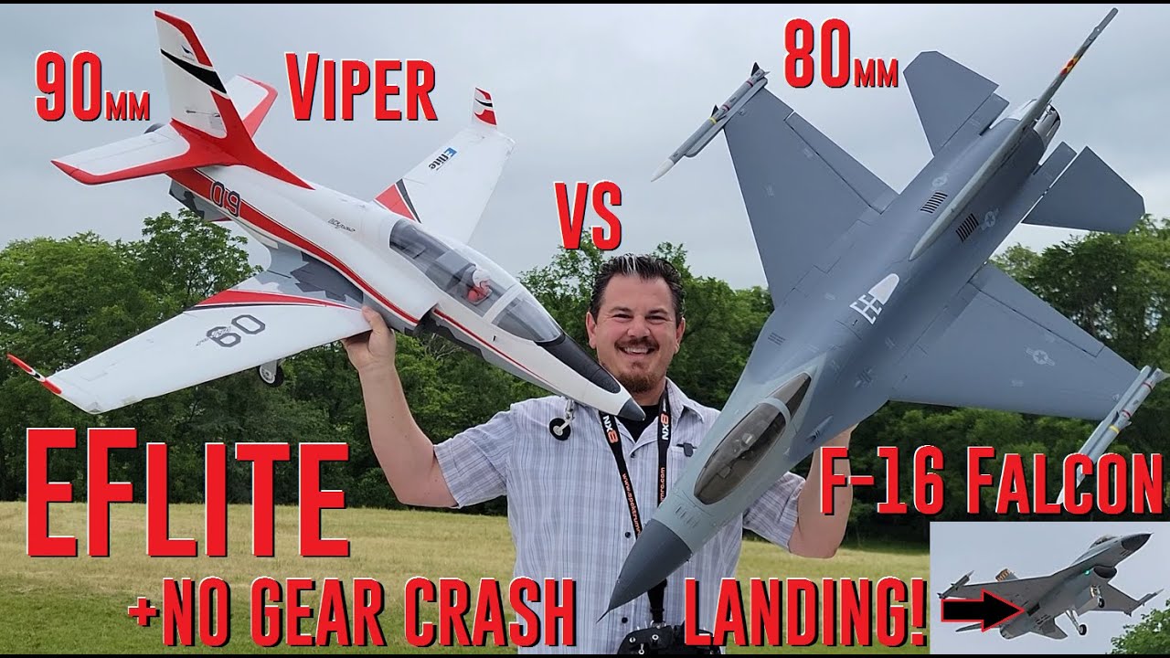 E-flite - Viper 90mm VS F-16 Falcon 80mm - Plus Crash & Repair Footage!!!