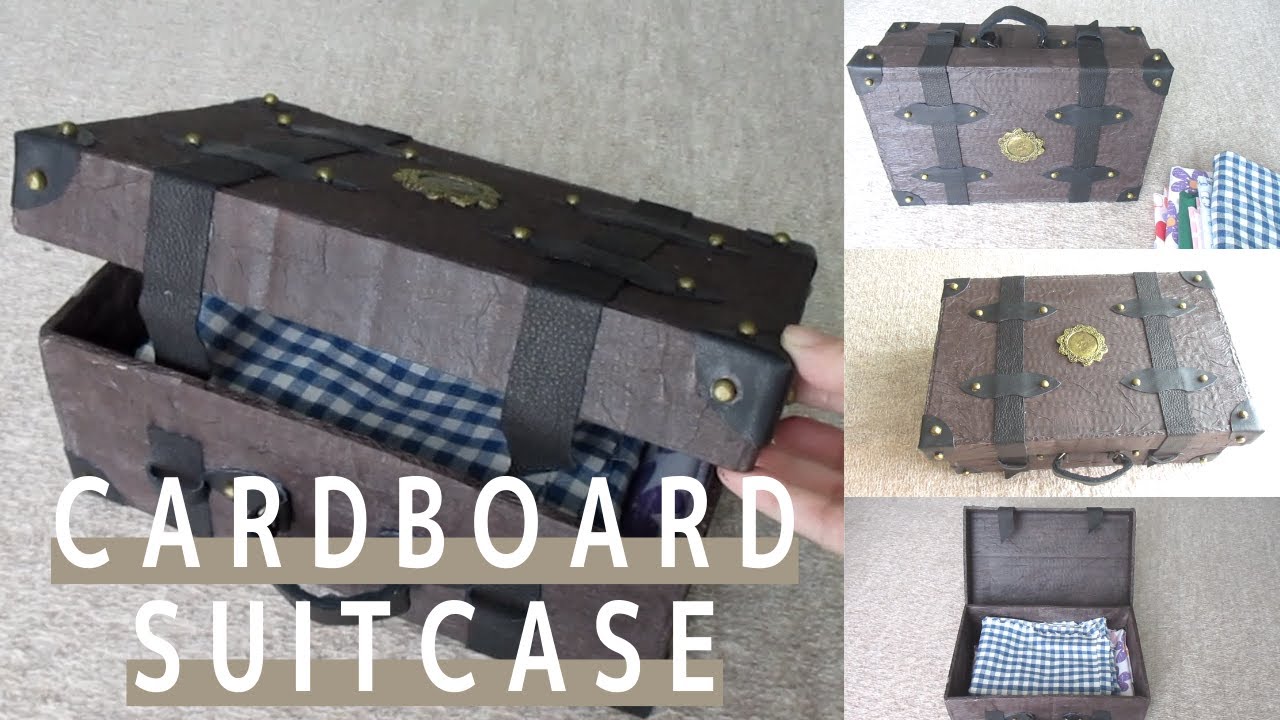 CardbiardDIY / How to make a Cardboard suitcase box / ダンボール工作のスーツケース箱の作り方