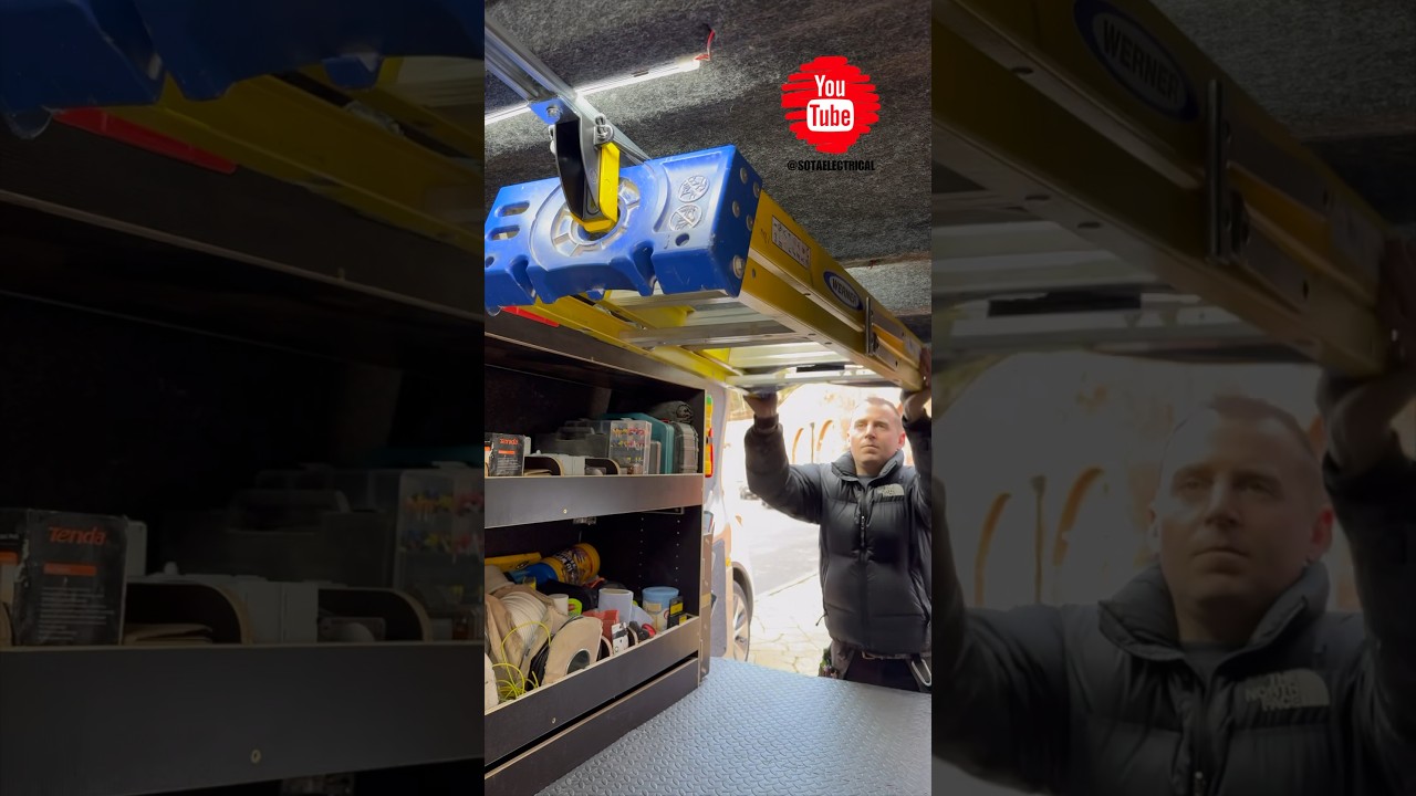 JET RACK: Лайфхак для хранения ступенек фургона #sparkylife #electrician #van #hacks #viral