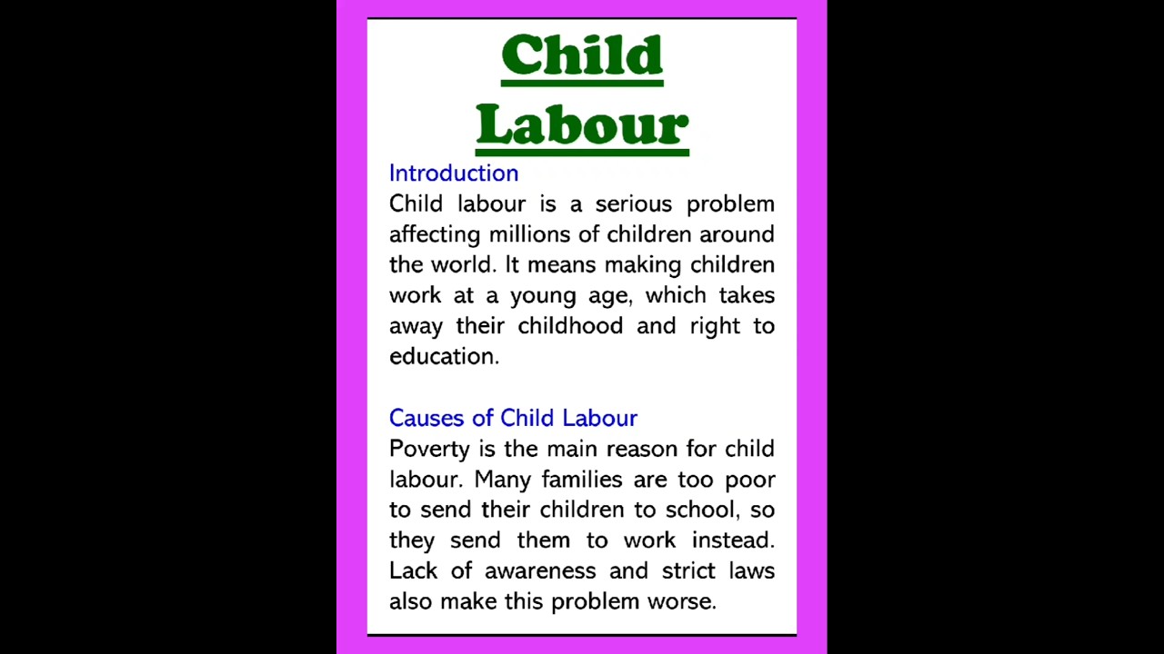 Child Labour Essay Writing in English 200 Words - 185 words