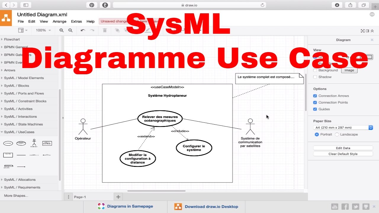 Faire un diagramme SysML Use Case (cas d'utilisation) [avec draw.io]