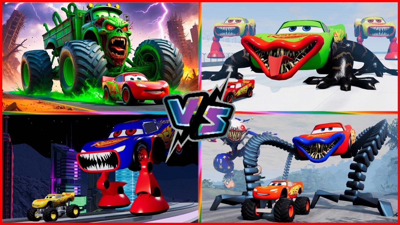 Mcqueen Monster😈 Spiderman Mcqueen🕷️ New Monster truck🤯 Mcqueen Zombie🤩