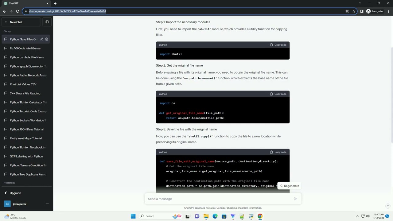 How to Save files as Original file name using python