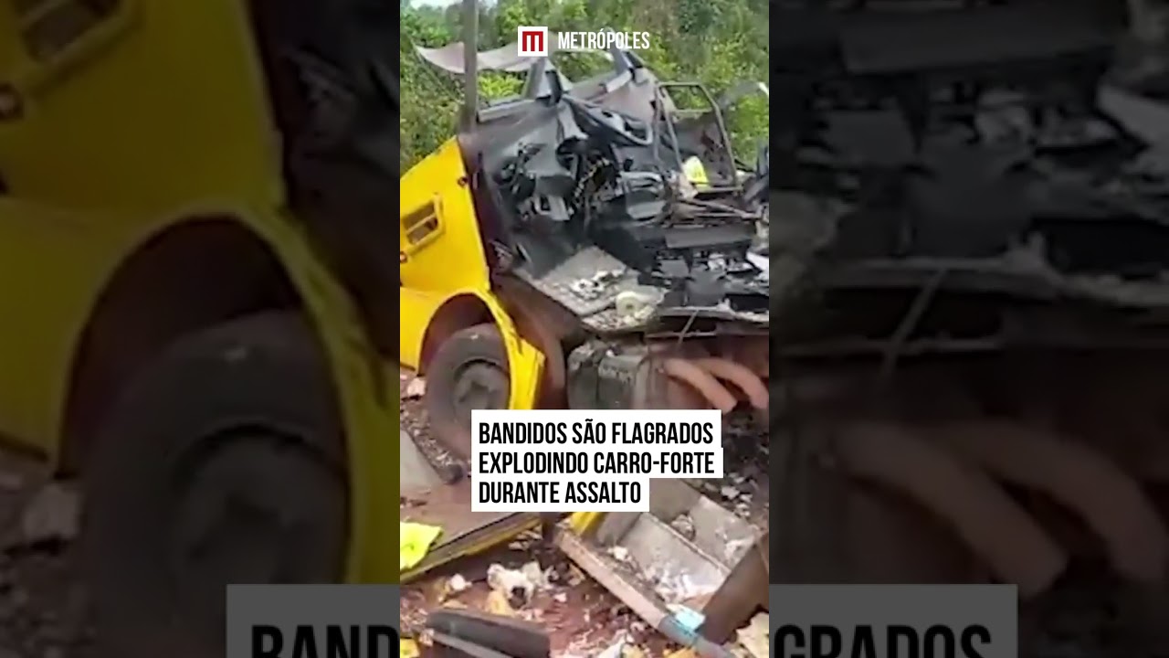 Bandidos são flagrados explodindo carro forte durante assalto