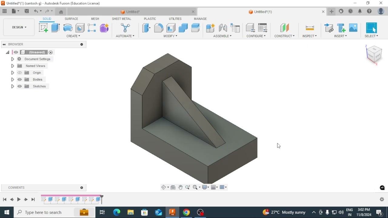 EXAMPLE 2: Create 3D Model of given sketch. FUSION 360 VTU SVIT