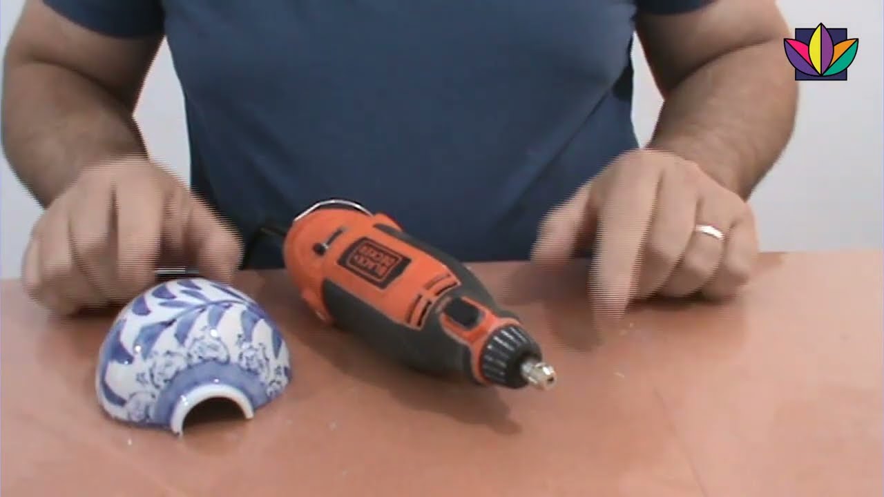 MOSAIQUISMO. CORTE DE UNA TAZA CON MINITORNO DREMEL.