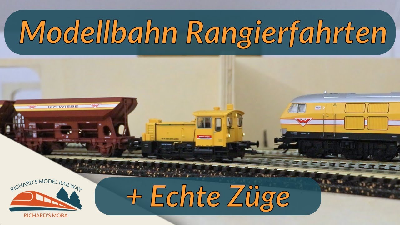 Modellbahn Rangierbetrieb mit 1:1 Hintergrund