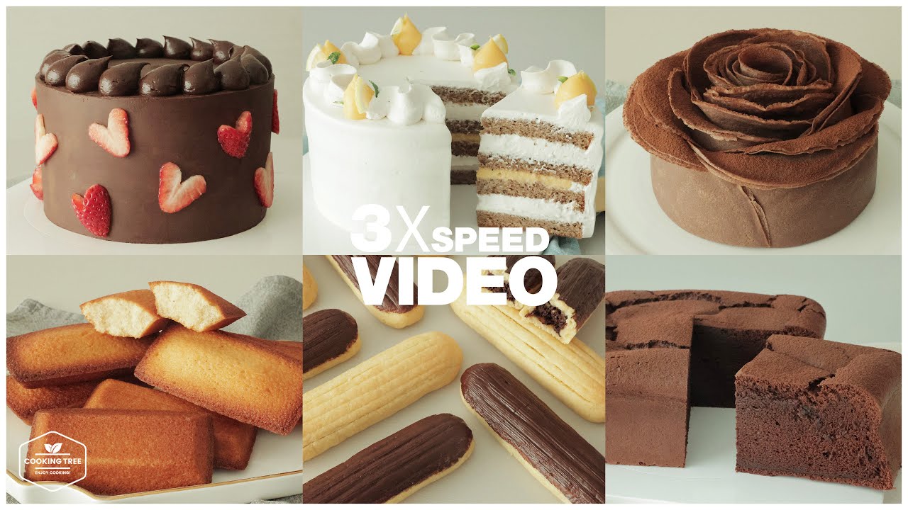 #88 케이크, 디저트 베이킹 영상 3배속으로 몰아보기 : 3x Speed Cake, Dessert Baking Video | Cooking tree
