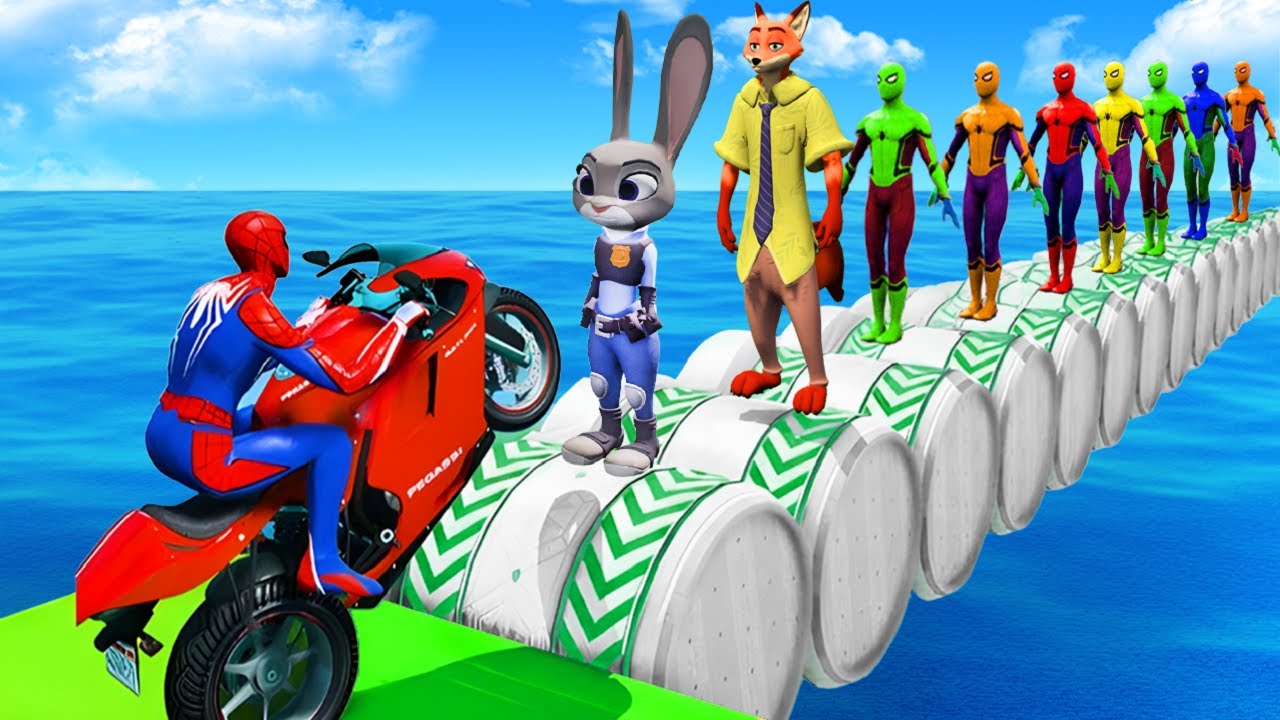 Spider-Man Rescue Zootopia, Superman on Spider Bridge | Epic GTA 5 Battle with Superhero