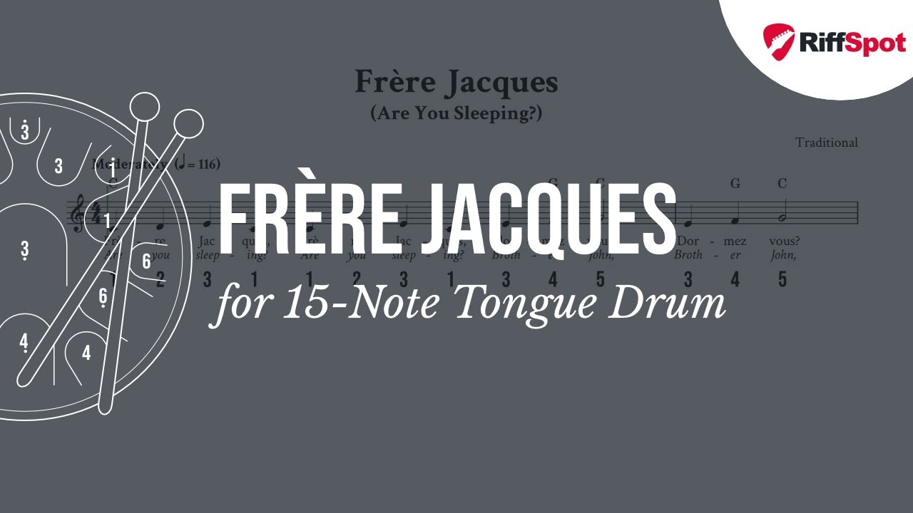 Frere Jacques 15-Note Tongue Drum Sheet Music