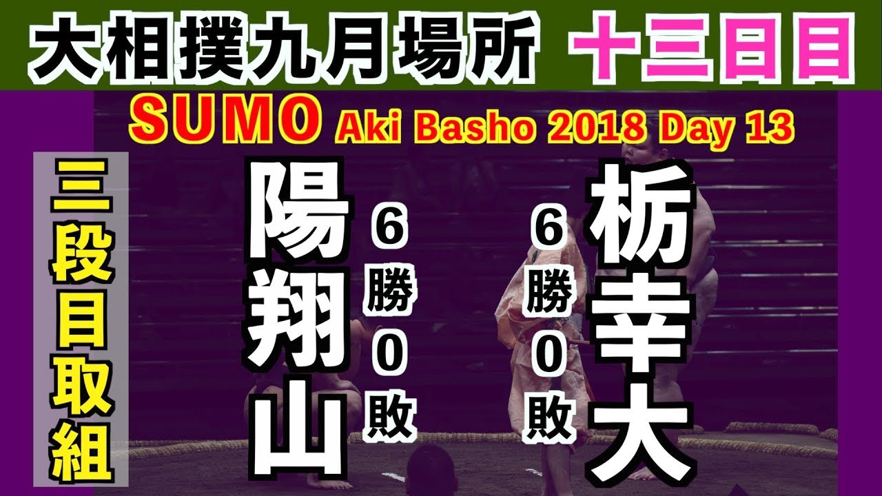 三段目全勝対決 / 大相撲2018秋場所 13日目 陽翔山-栃幸大
