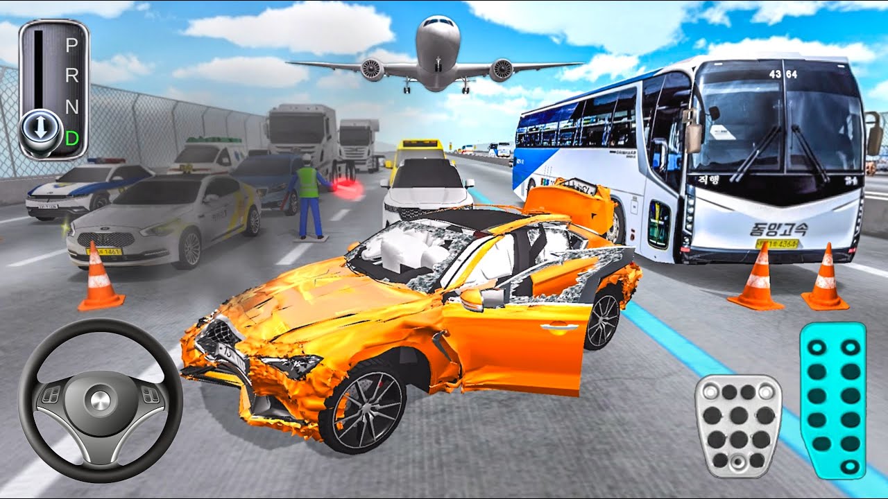 Crashed Orange Car Transporter Truck to Auto Repair Shop - 3D Driving Class 2025 - Mobile gameplay