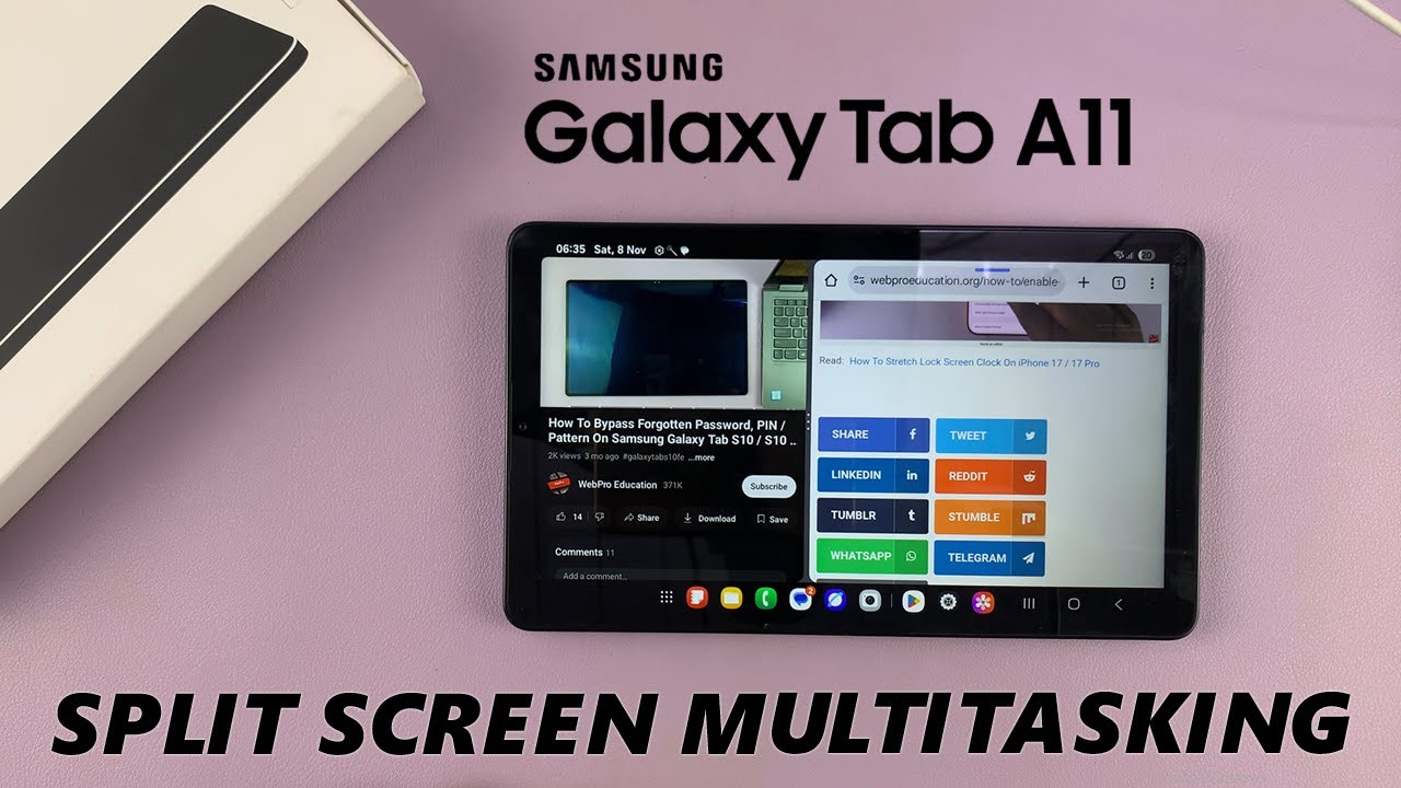 Как использовать многозадачность в режиме разделения экрана на Samsung Galaxy Tab A11