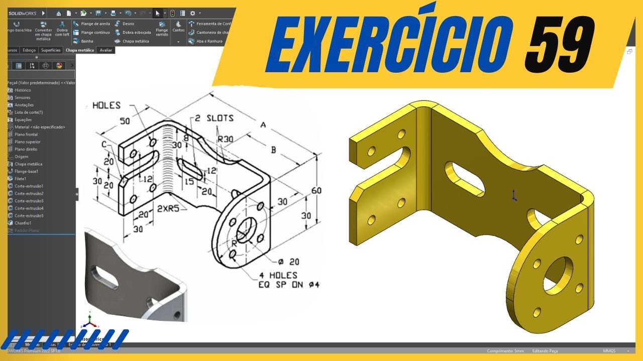 SOLIDWORKS AULA PRÁTICA - EXERCÍCIO #59