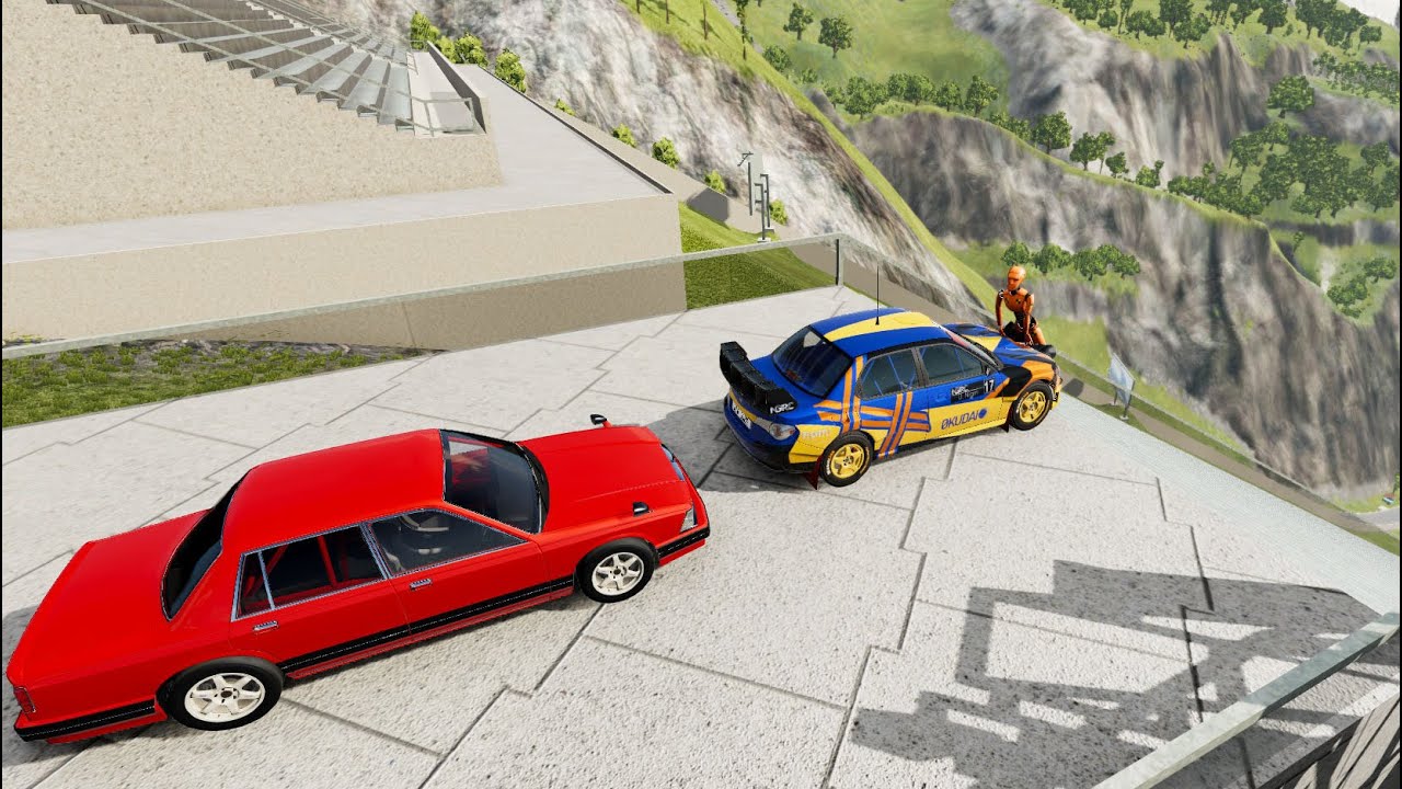 Stairs Jumps Down With Crash Test Dummy Epic - BeamNG.drive Down Stairs Jumps With Slow Motion