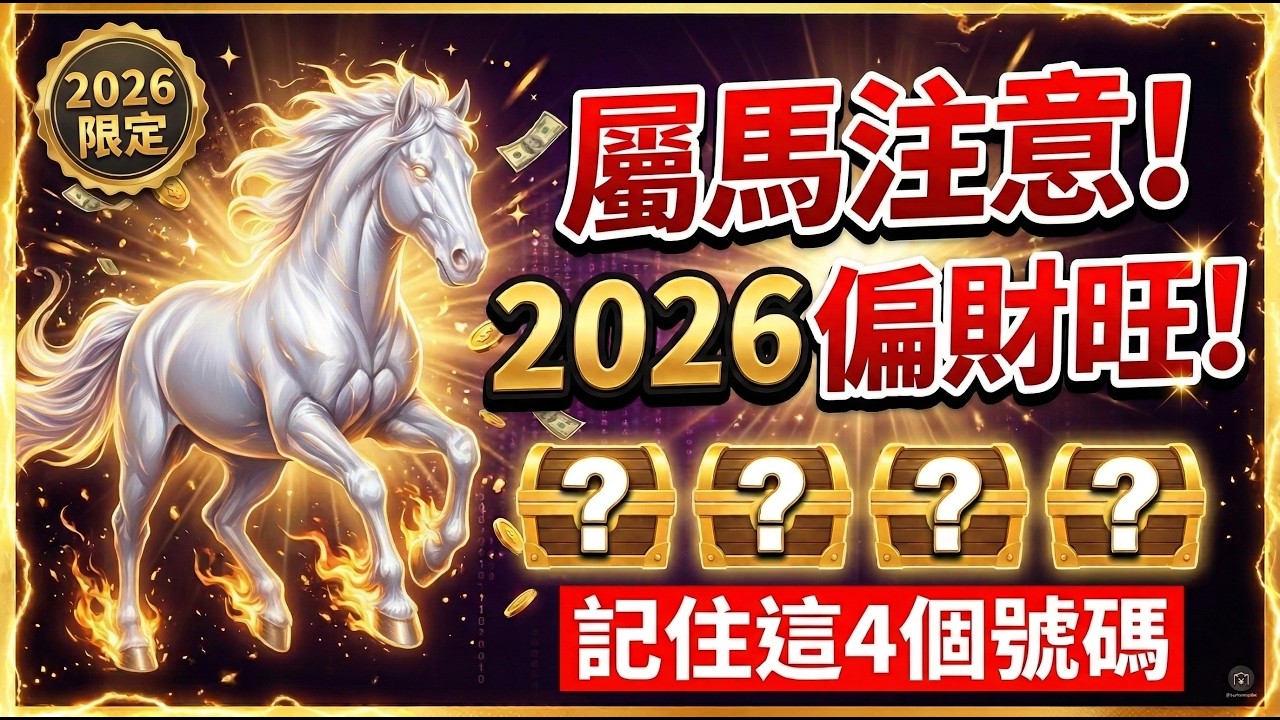 生肖馬注意！這4個號碼太神了！2026年誰記住，誰就有機會中大獎！屬馬人必看！#生肖馬 #屬馬2026運勢 #2026生肖馬運勢 #財運 #偏財運 #風水 #屬馬 #旺財數字 #橫財 #幸運數字