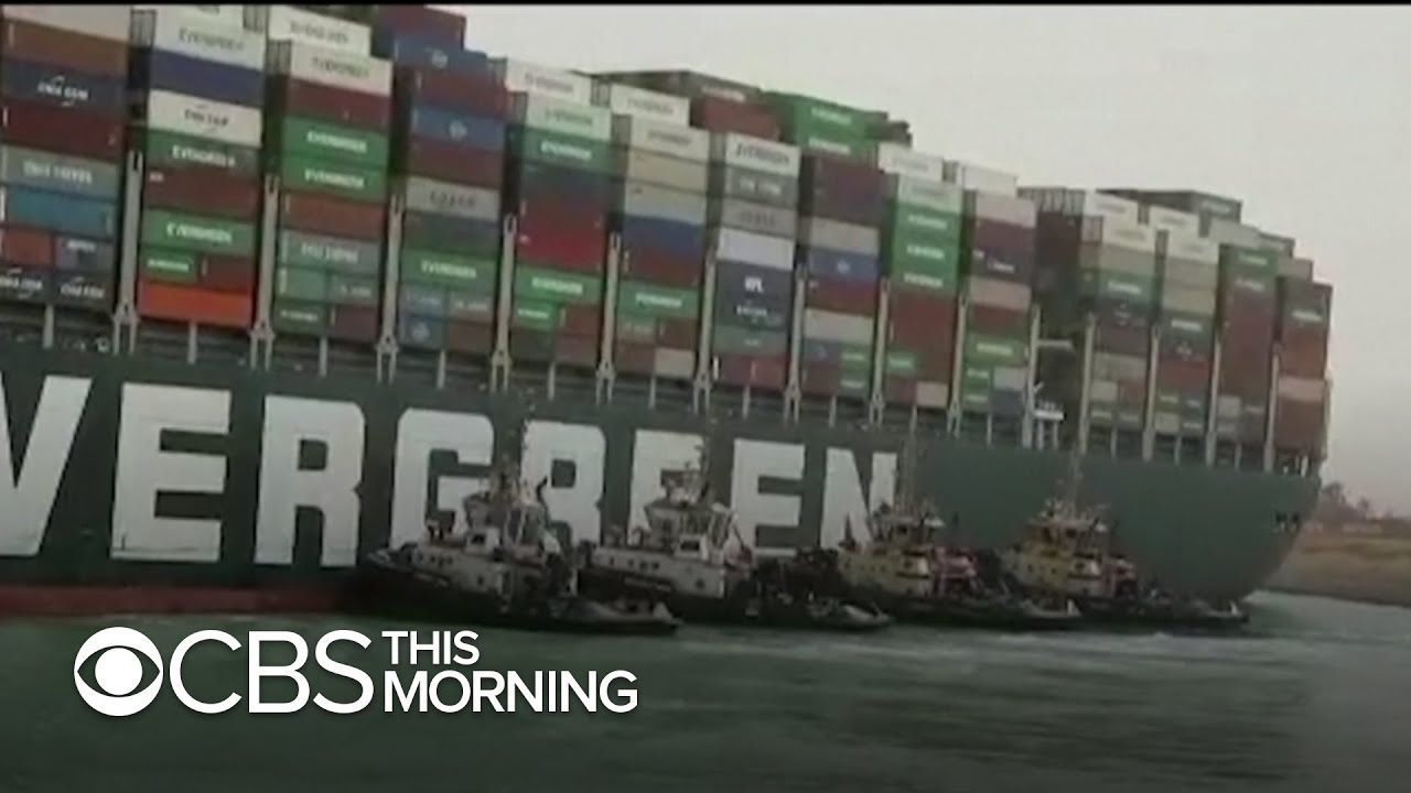 Rescue efforts underway in Egypt to refloat giant cargo ship run aground, blocking Suez Canal