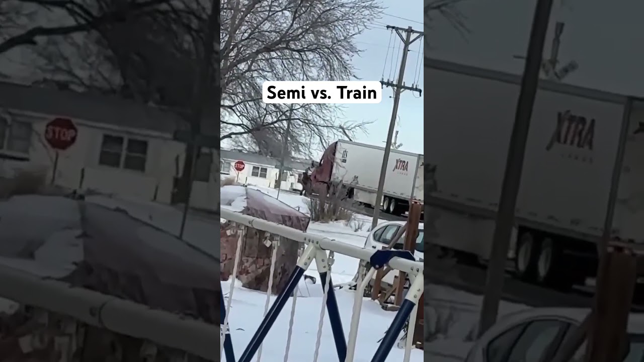 Footage of a semi getting hit by a train at a crossing in Nebraska. Courtesy Tate Janssen 