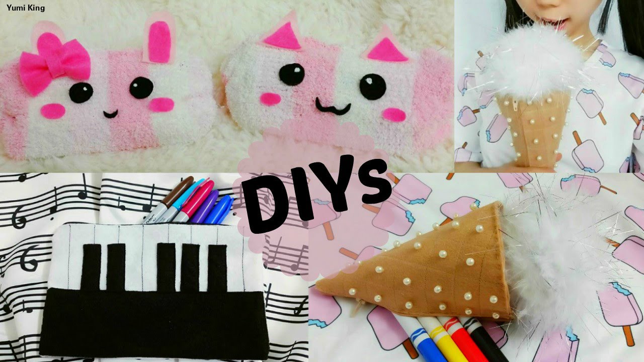 3 Creative School DIYs: DIY Ice Cream&Piano Pencil Cases + DIY Animal Pencil Cases out of Socks