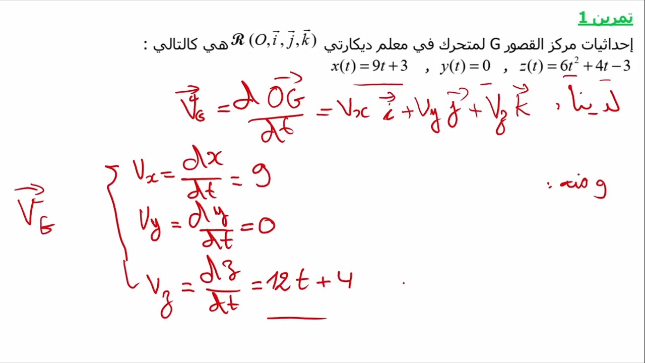 تصحيح التمرين 1 من سلسلة تماريندرس : قوانين نيوتن