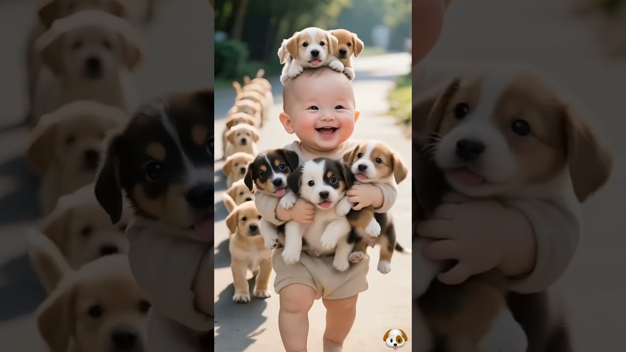 Little Baby VS Dog  &mdash; So Funny! | ছোট্ট শিশু বনাম কুকুর ছানা &mdash; দারুণ মজার! #cutebaby