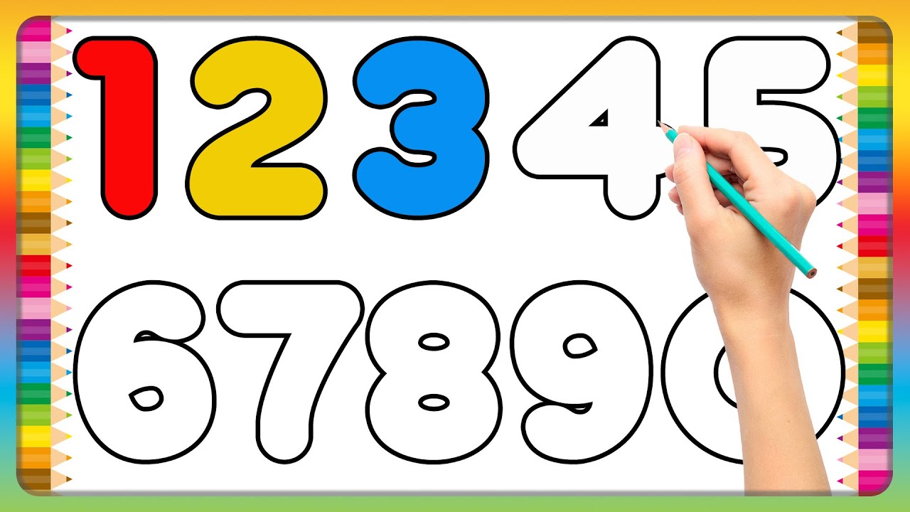Learn Number and Learn Colours / Number Colouring Pages #colours #number #colouring #12345rhymes