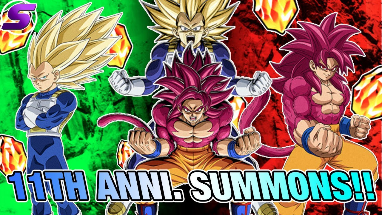 11th ANNIVERSARY Part 1 Dokkan Summons for DAIMA SSJ4 Goku and SSJ3 Vegeta