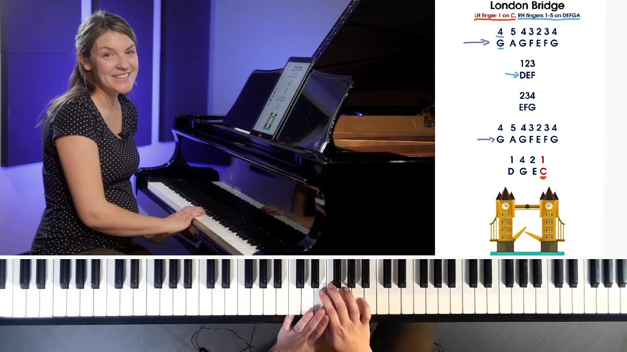 🎹London Bridge is Falling Down Piano Tutorial - Nursery Rhymes - Online Piano Lesson🎹