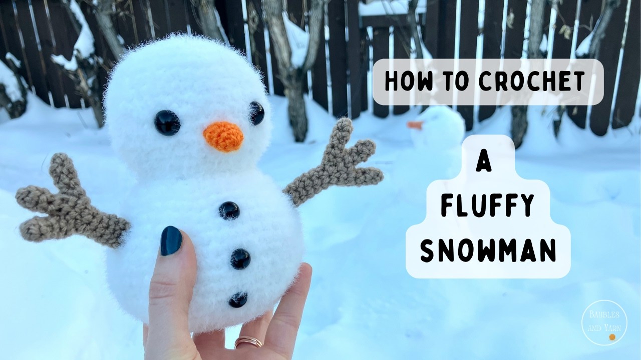 Jellycat-Inspired Fluffy Snowman Plushie | Faux Fur Yarn Crochet Tutorial