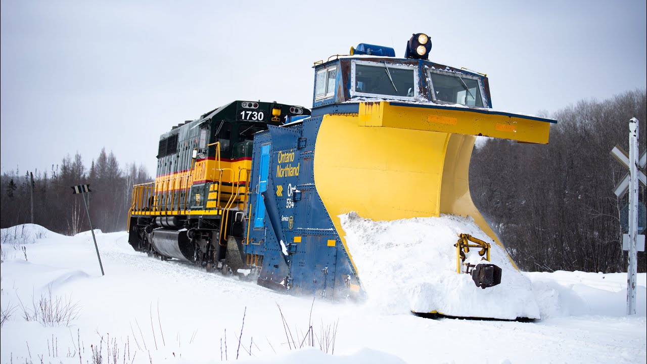 Ontario Northland plow 554 and 1730 plowing the Kirkland Lake subdivision