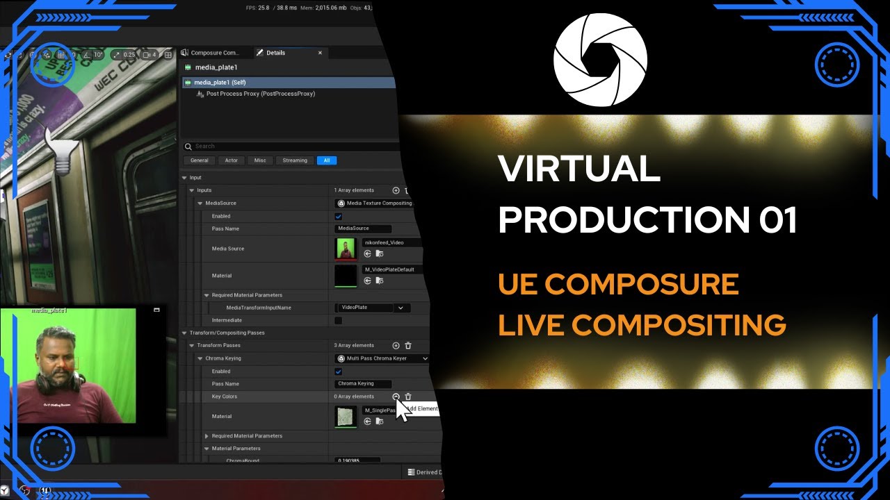 Virtual Production Series 01 | Using Composure tool live compositing camera feed | Unreal Engine 5.1