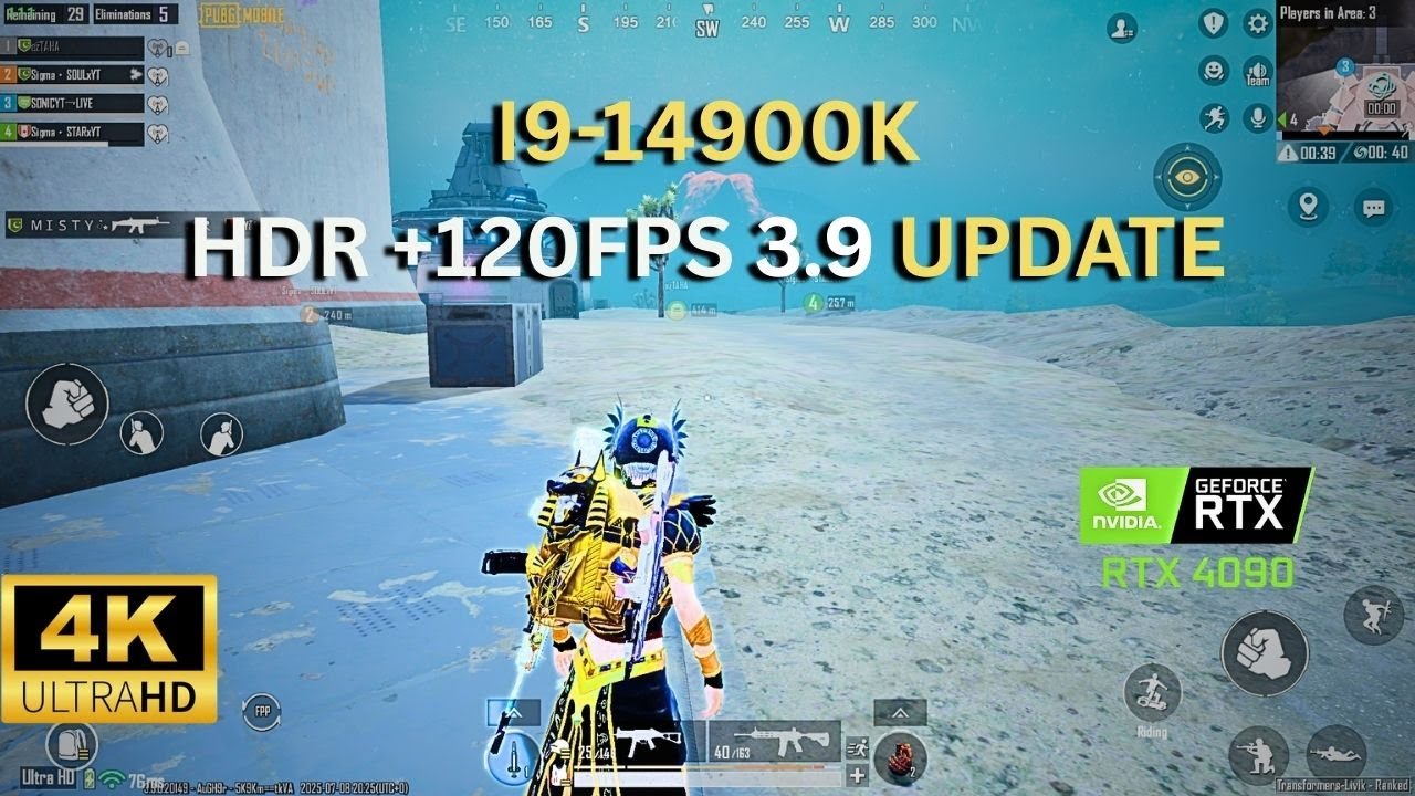PUBG MOBILE 3.9 UPDATE HDR +120FPS  | RTX 4090 + i9 14900K  | 4K GAME PLAY
