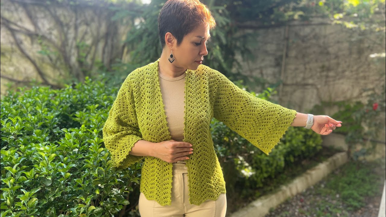 سه سوته یه ژاکت ژورنالی بهاره بباف😍 crochet spring jacket