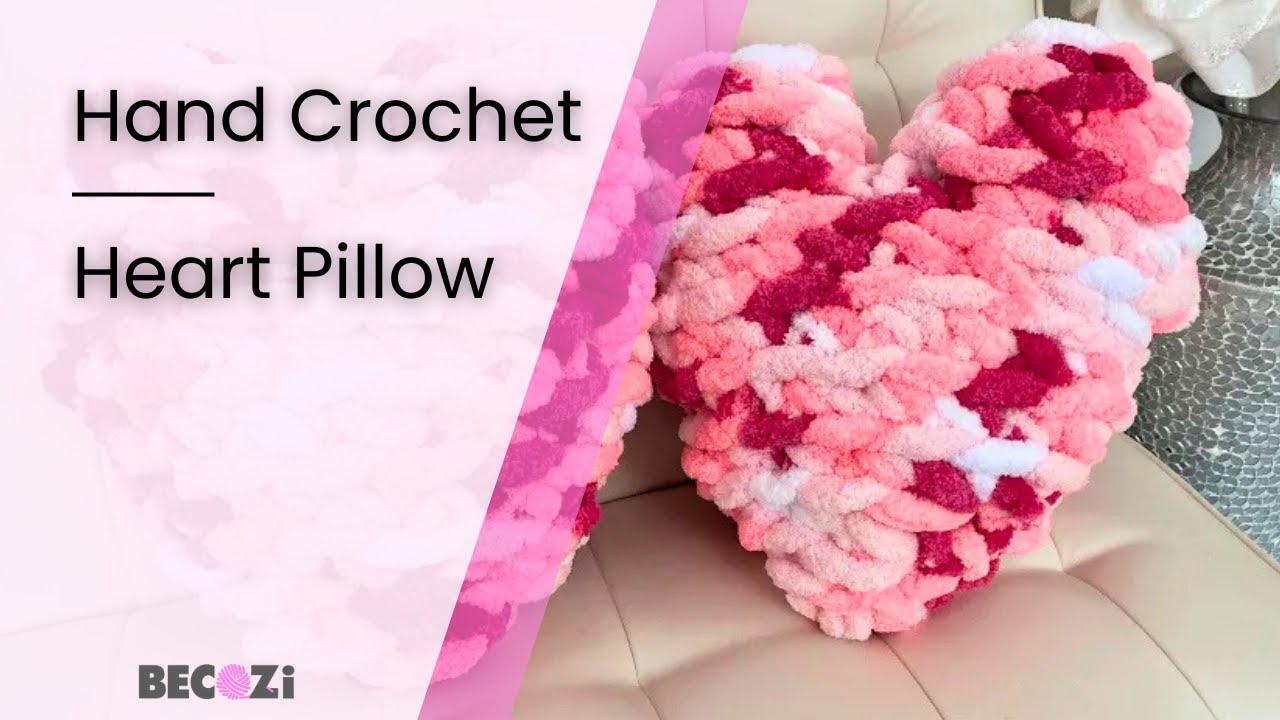 HAND CROCHET A HEART PILLOW